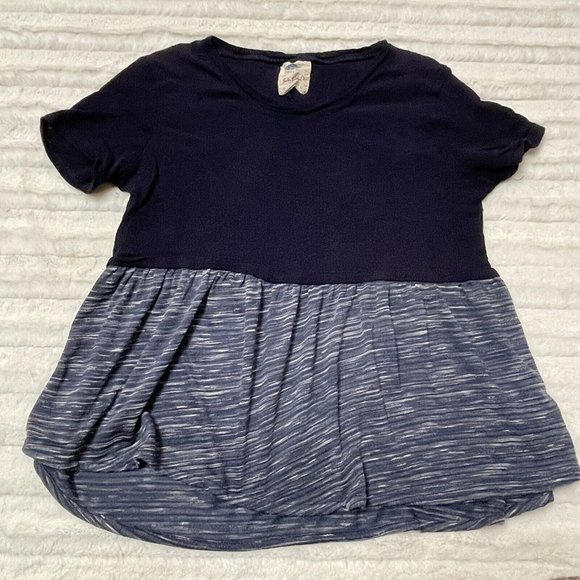 Wild Blue X Sadie Robertson Women Blue Short Sleeve Blouse‎ Fits like Small S - Picture 1 of 3